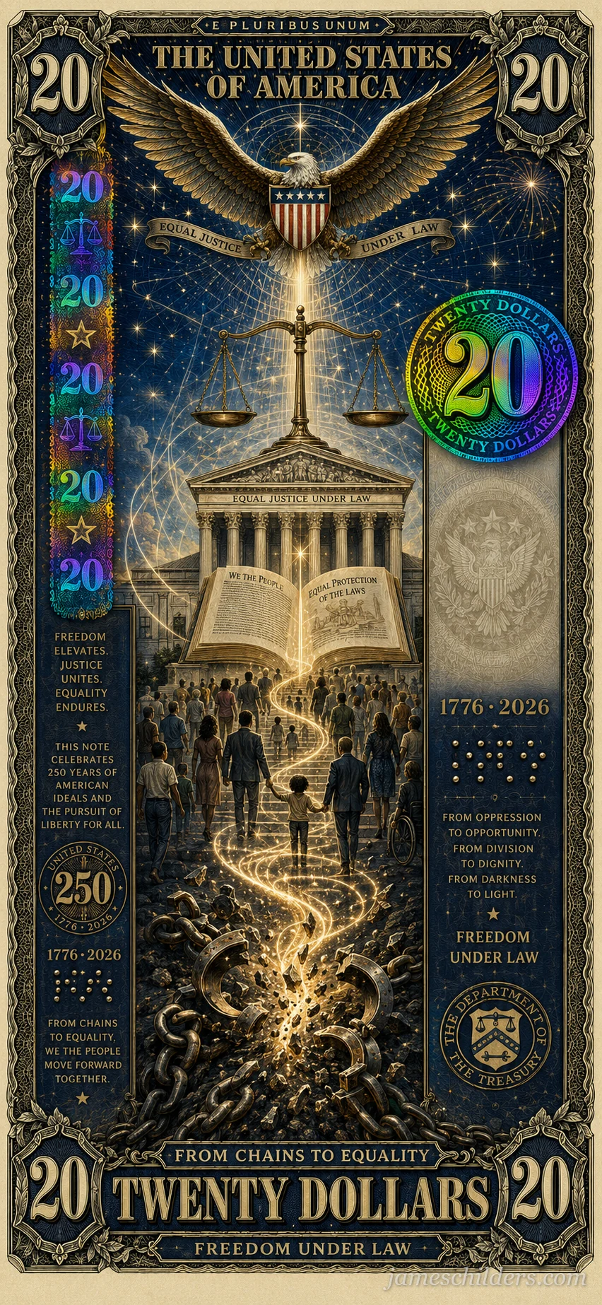 $20 bill reverse - From Chains to Equality